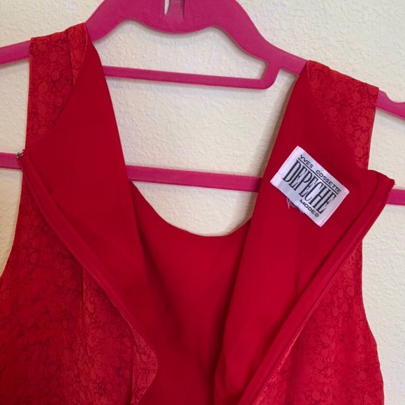 90s  red tie-dye mini dress with beaded fringe - Picture 2 of 4